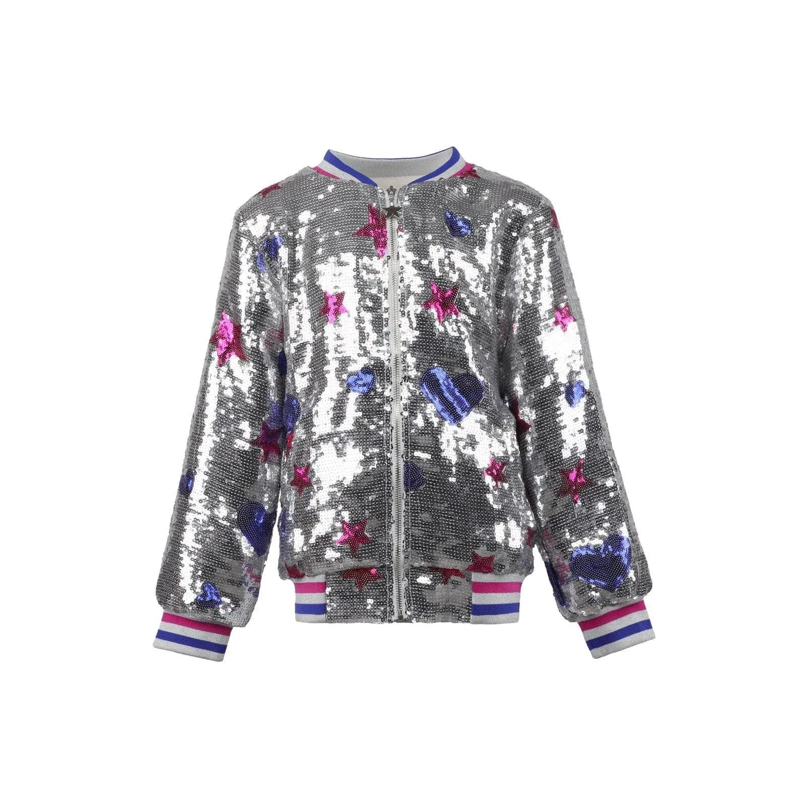 Silver Sequin Star Bomber