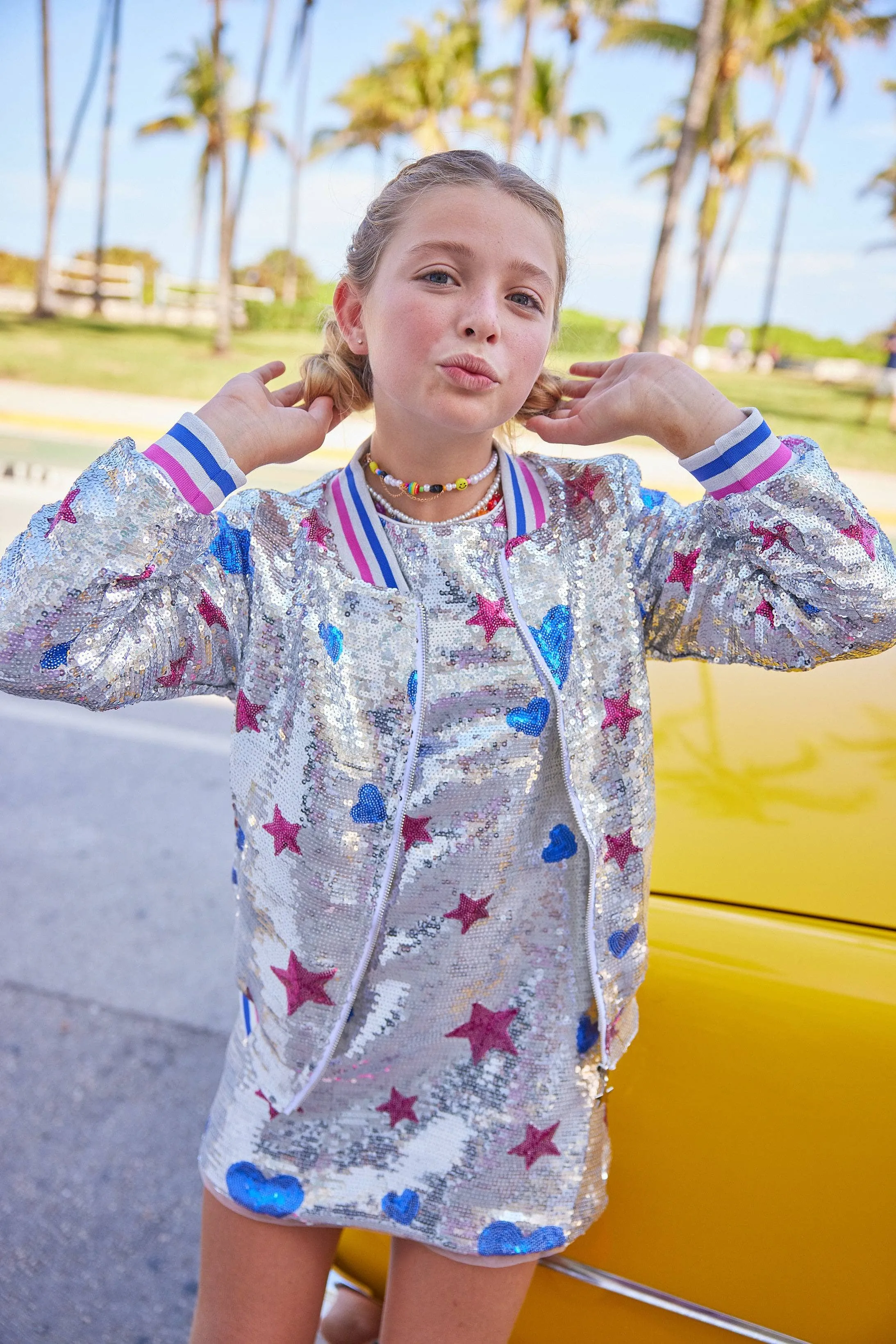 Silver Sequin Star Bomber