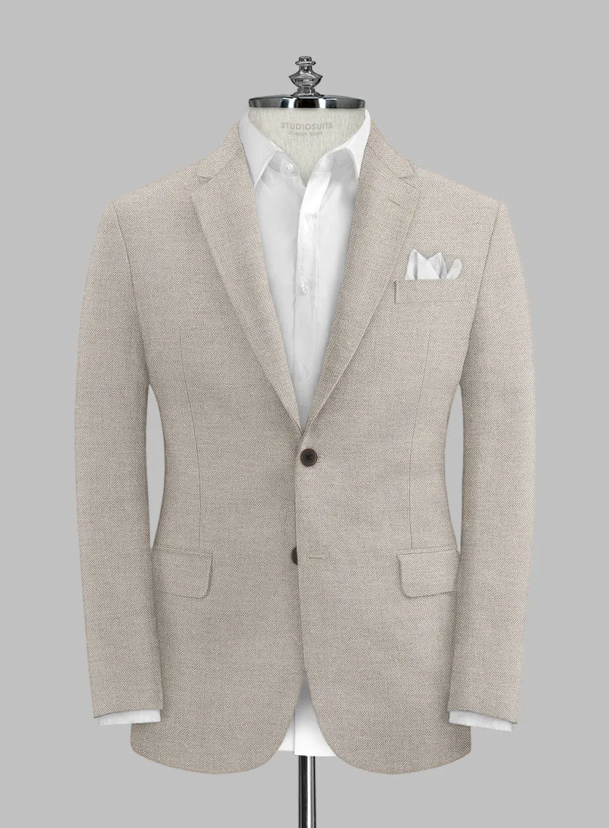 Solbiati Light Brown Herringbone Linen Jacket