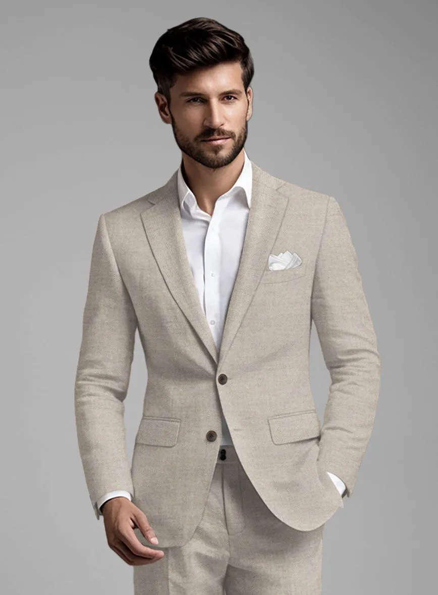 Solbiati Light Brown Herringbone Linen Jacket