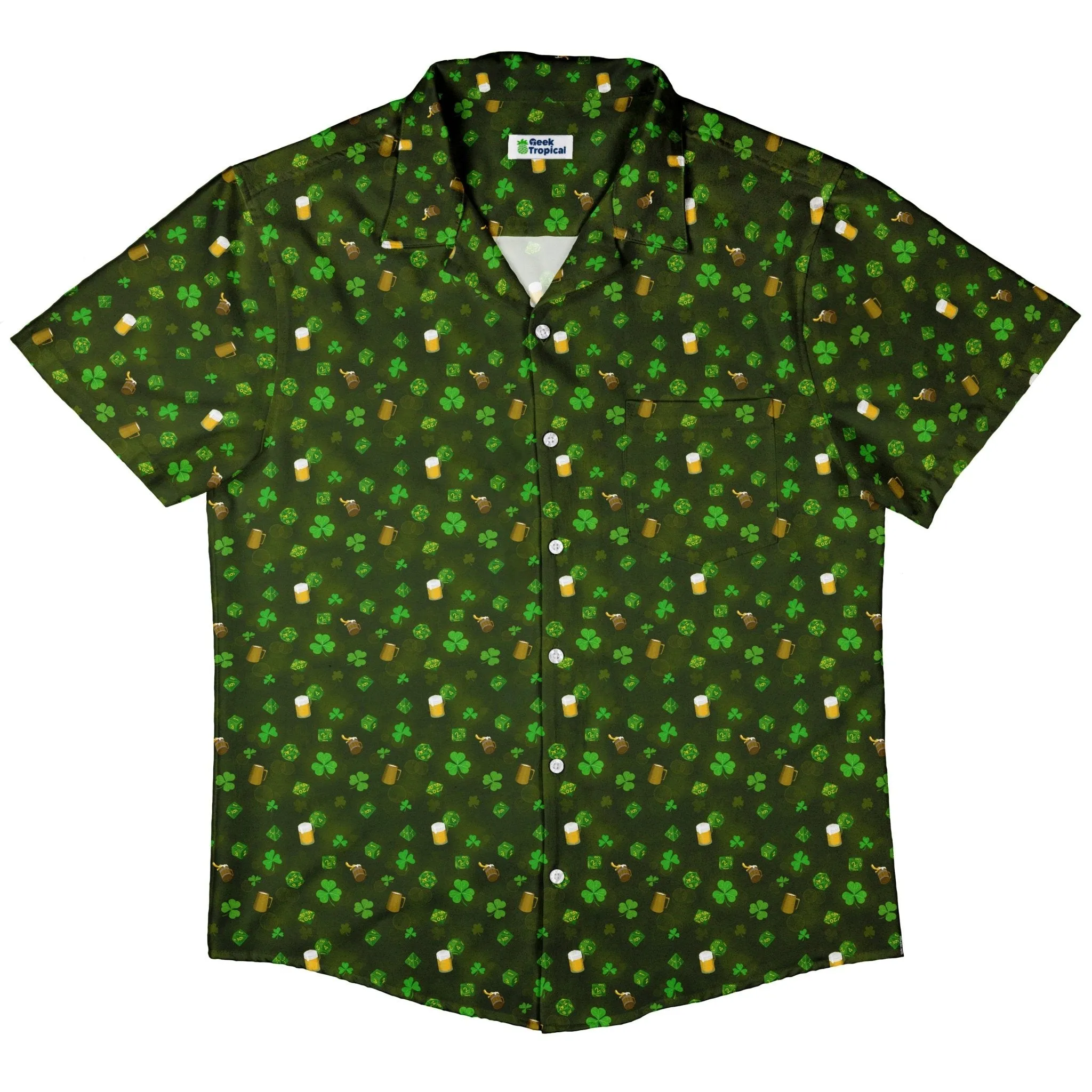 St. Patrick's Day DND Dice Button Up Shirt