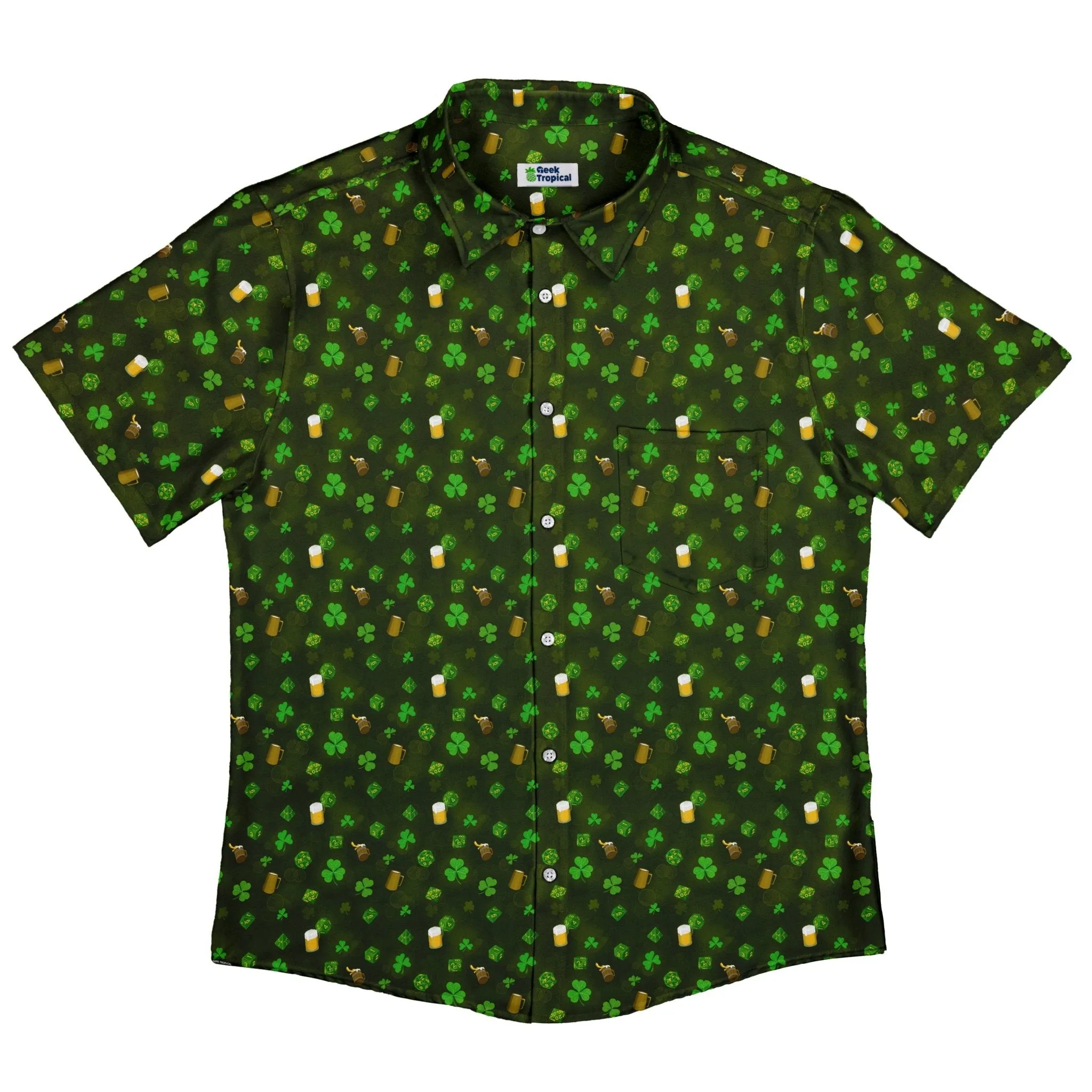 St. Patrick's Day DND Dice Button Up Shirt