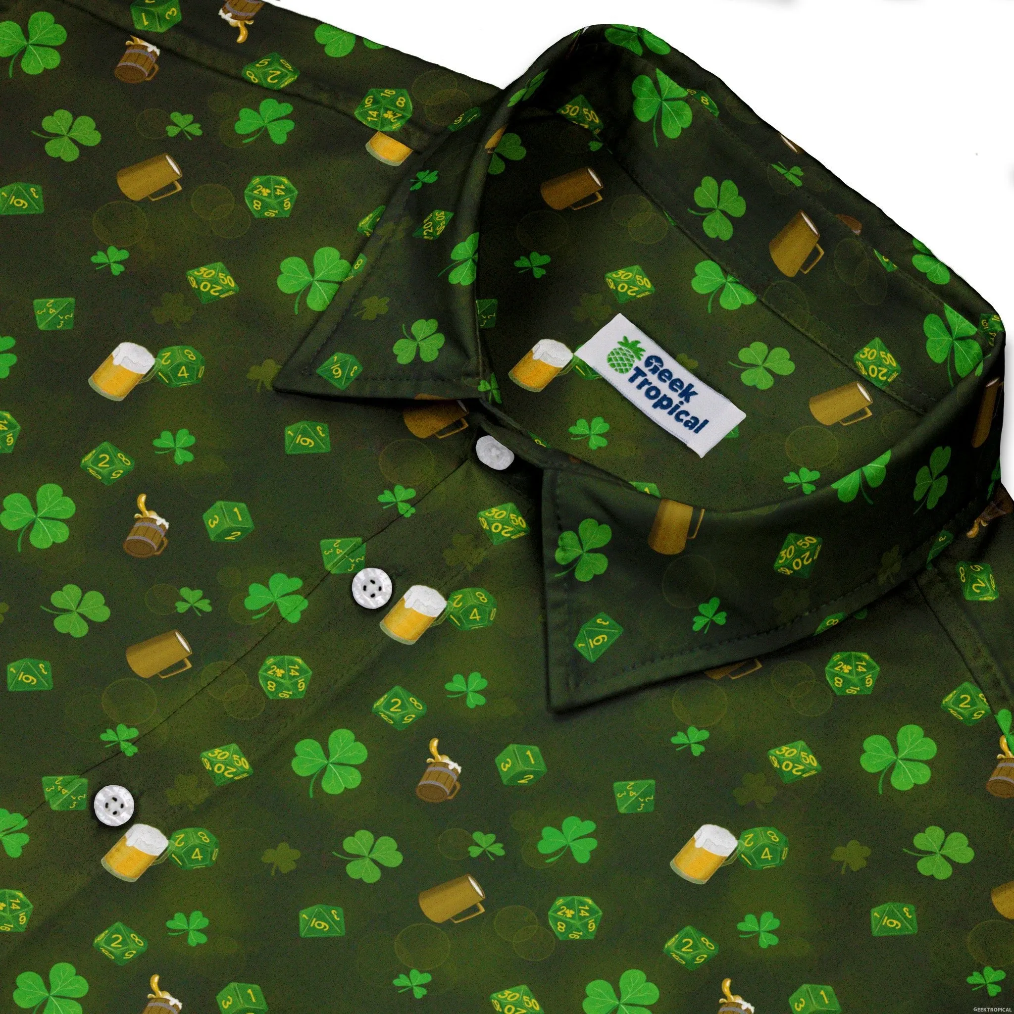 St. Patrick's Day DND Dice Button Up Shirt