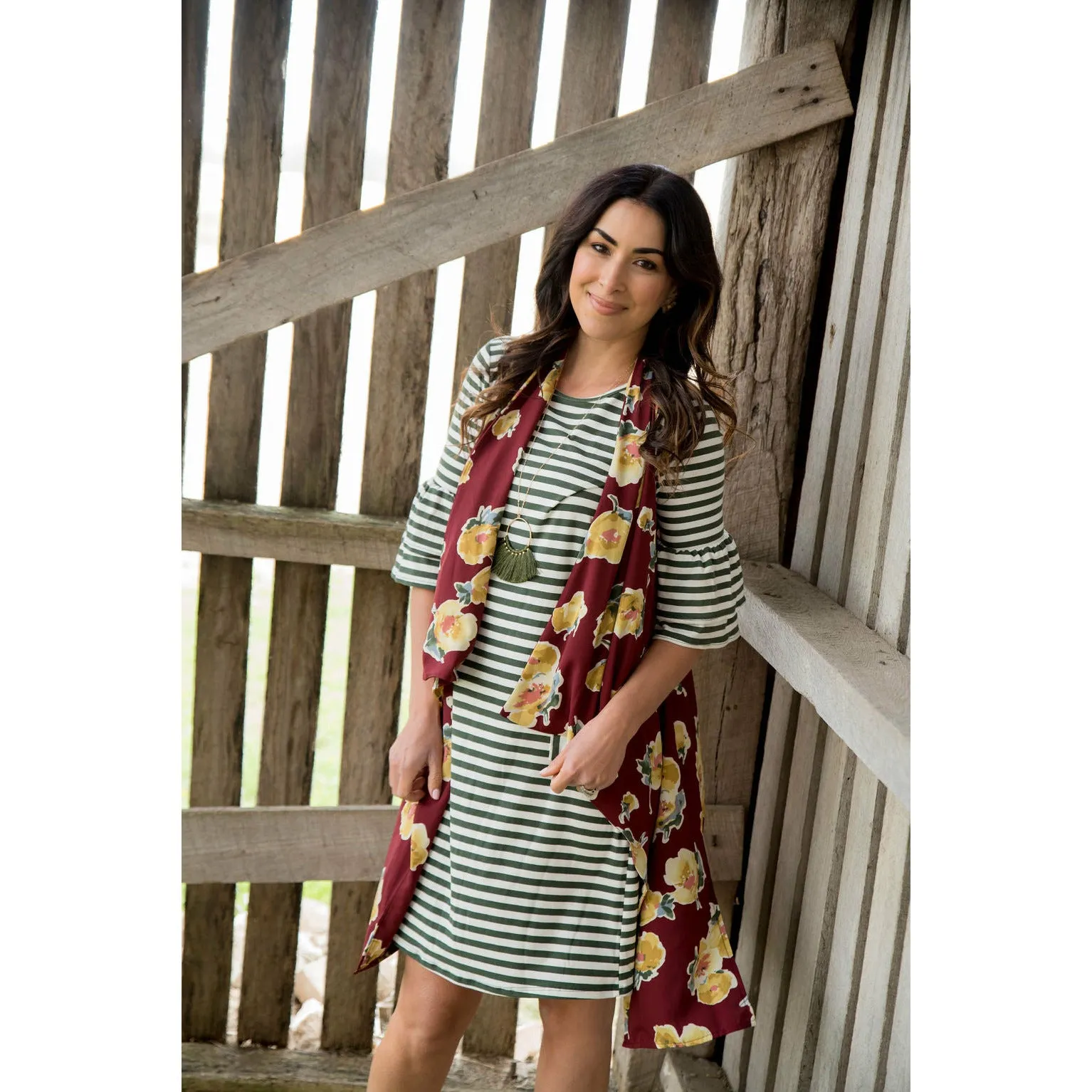 Striped Flutter Pocket Dress