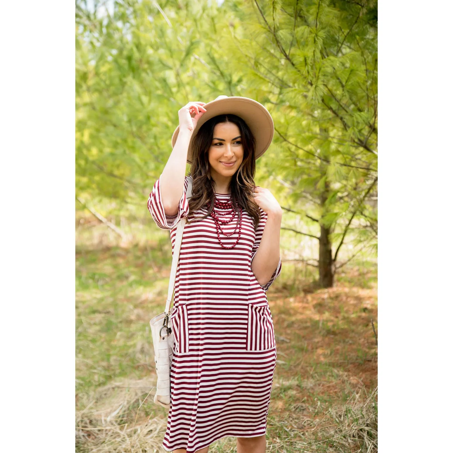 Striped Flutter Pocket Dress