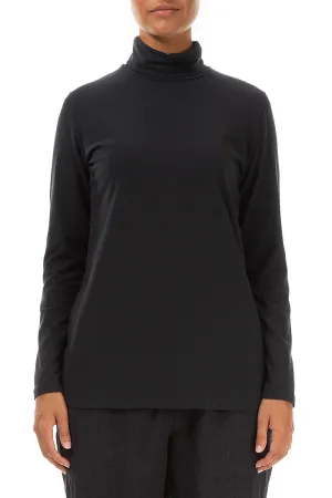 Turtleneck Black Soft Cotton Top