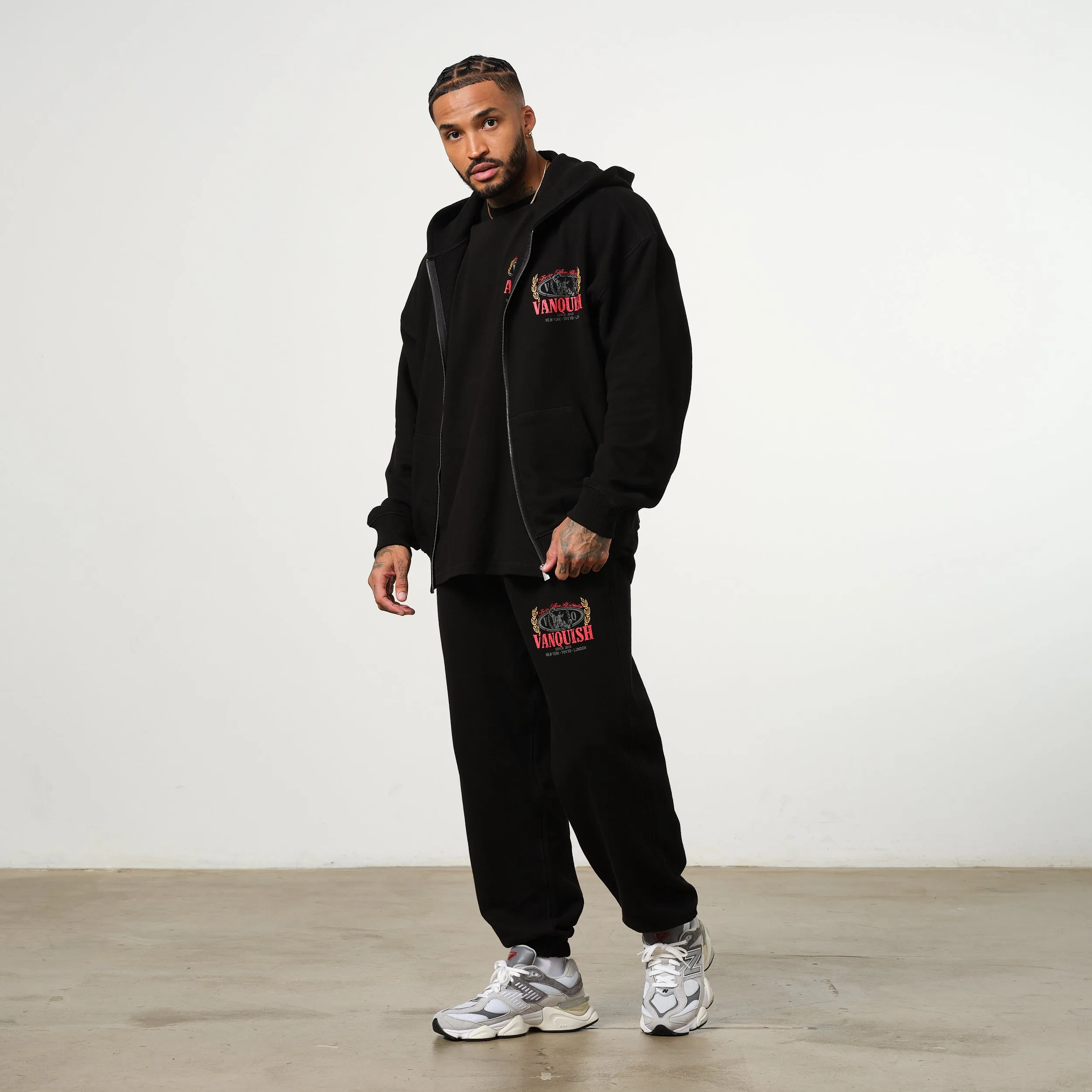 Vanquish Trophy Black Zip Oversized Hoodie