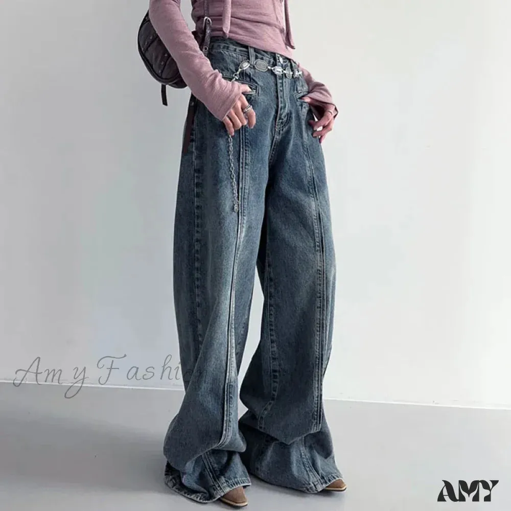 Vintage Baggy Distressed Stylish Comfortable Wide-Leg Trendy Classic Chic Jean