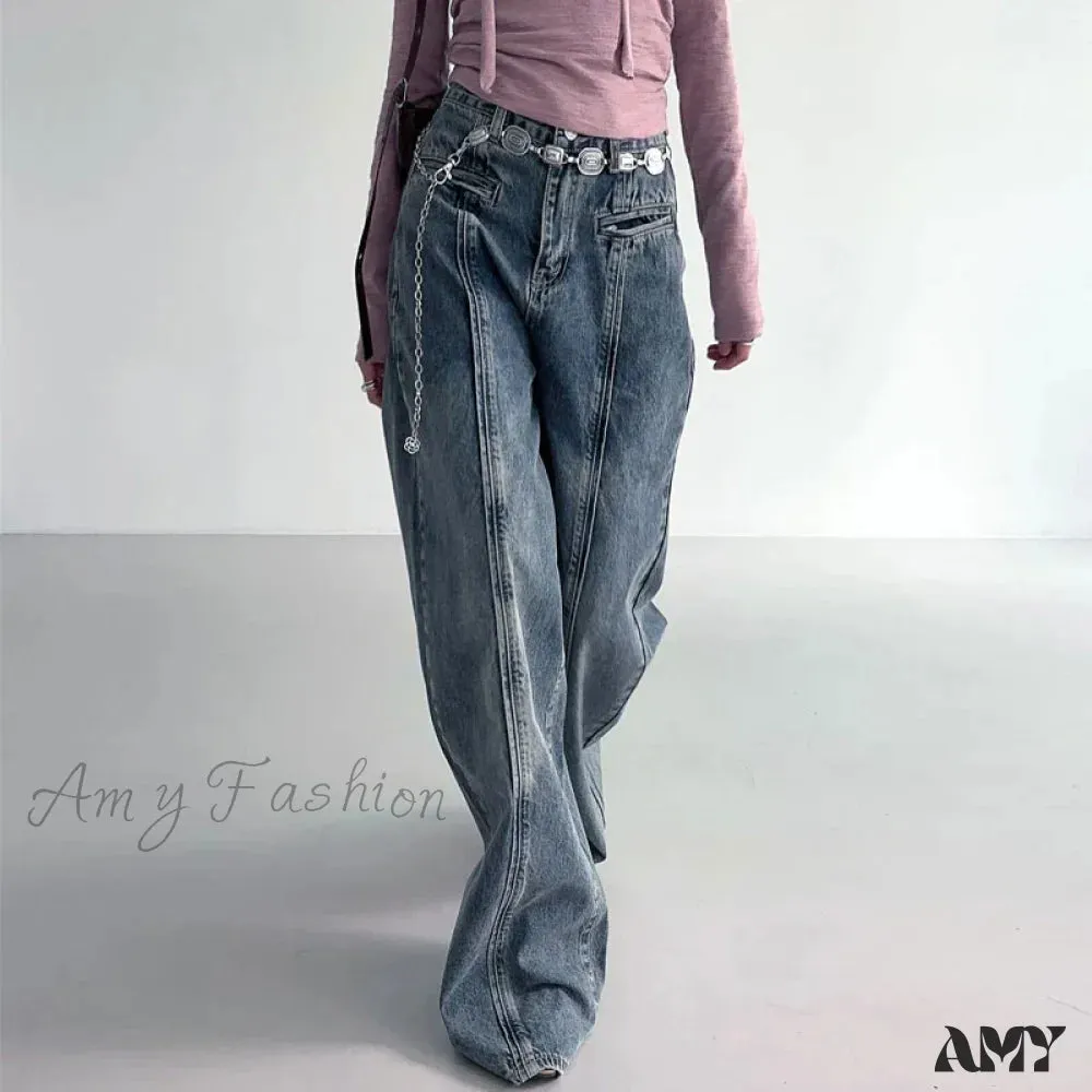 Vintage Baggy Distressed Stylish Comfortable Wide-Leg Trendy Classic Chic Jean