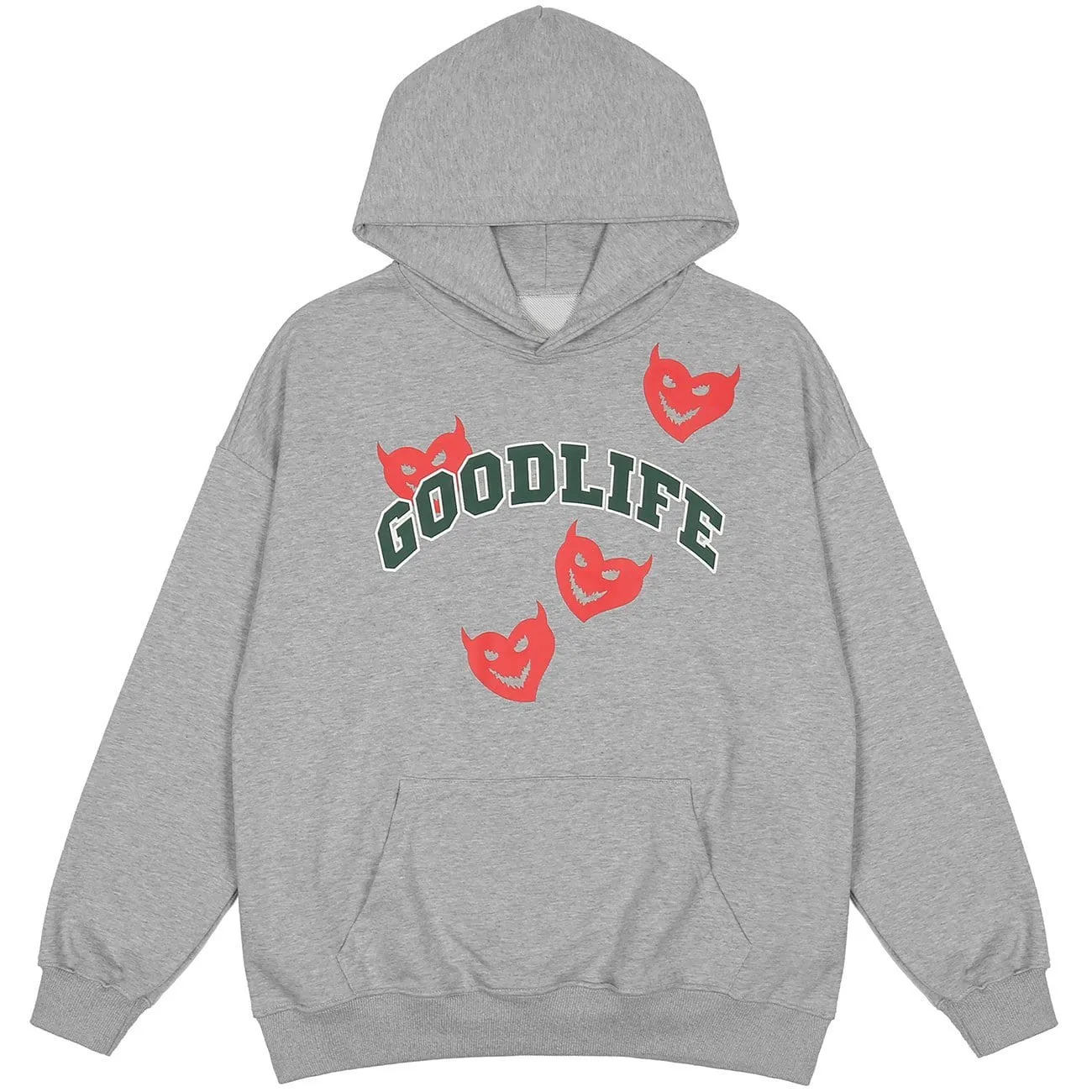 WLS Little Devil Print Oversized Hoodie