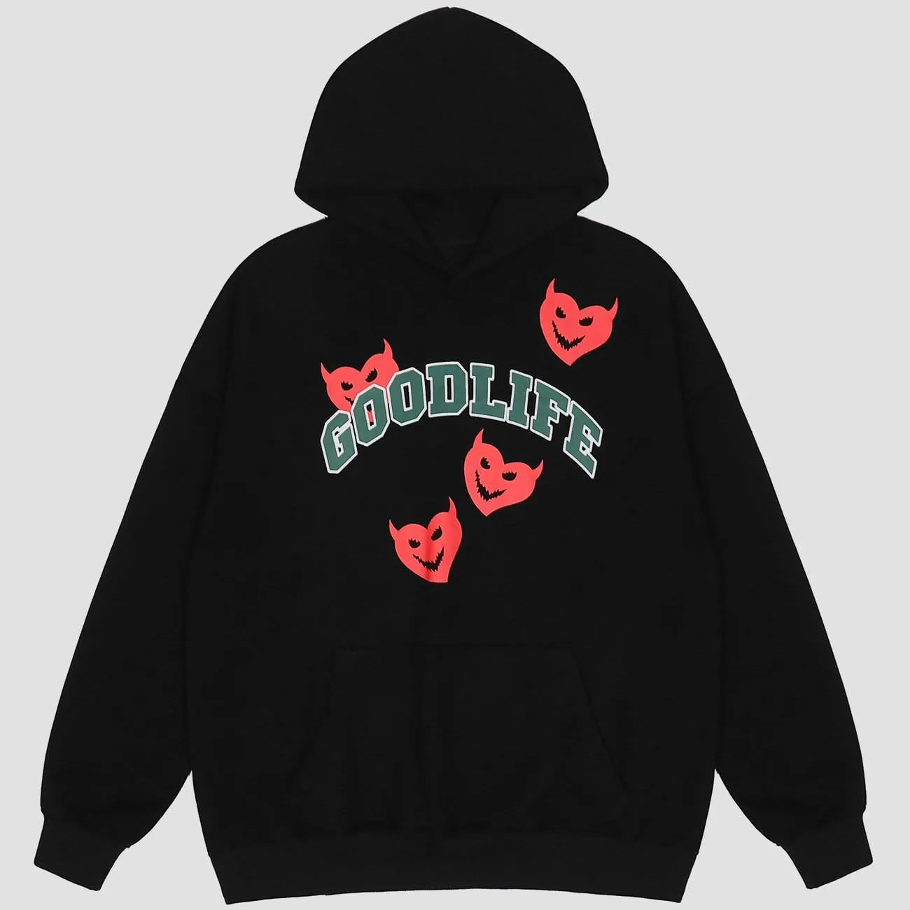 WLS Little Devil Print Oversized Hoodie