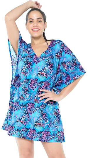 Women's Beachwear Swimsuit Swimwear Dress Cover UPS Blue Caftan, [ONE SIZE]US:14 (L)-28W(4X)