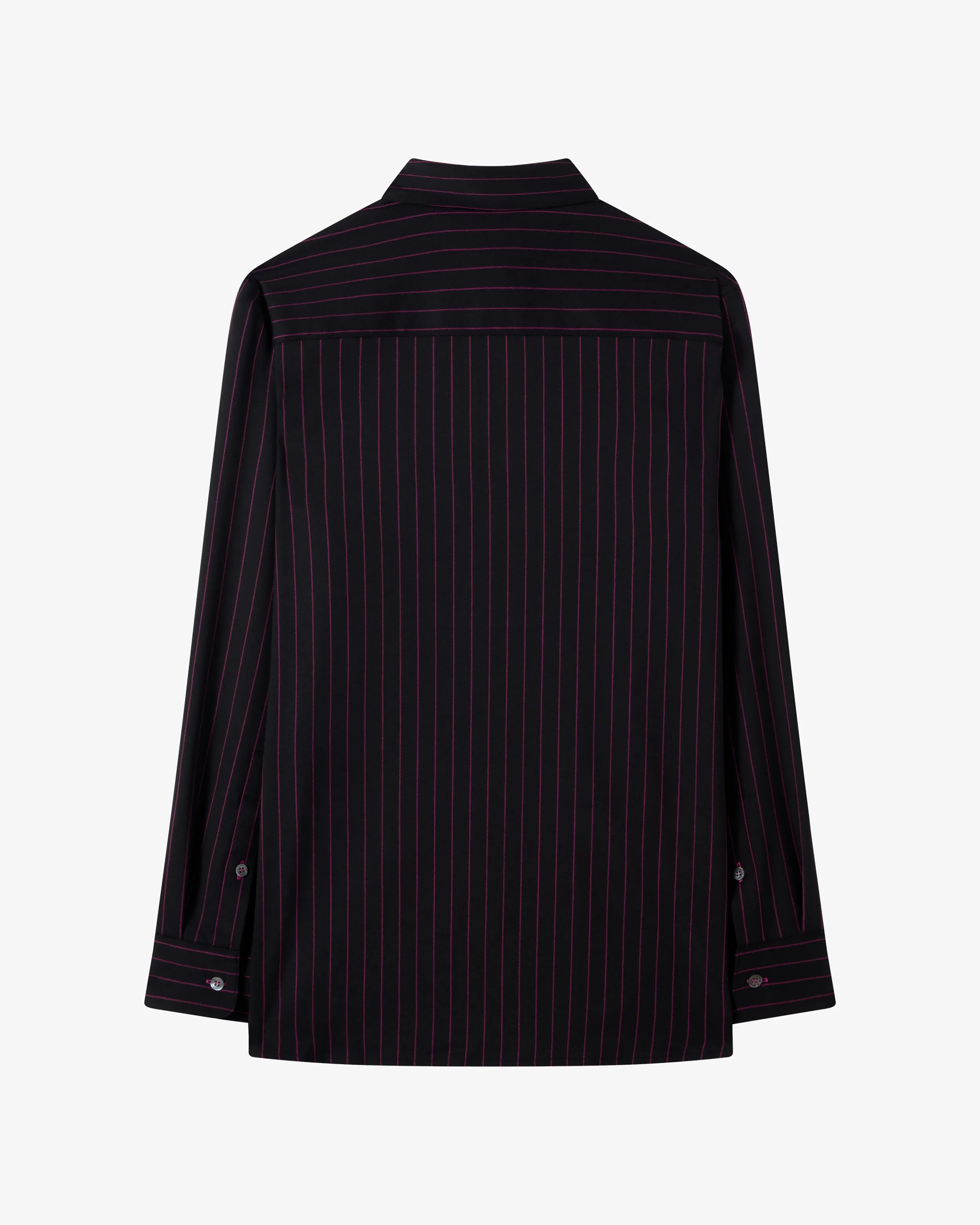 Wool Pinstripe Boyfriend Shirt - Black/Pink