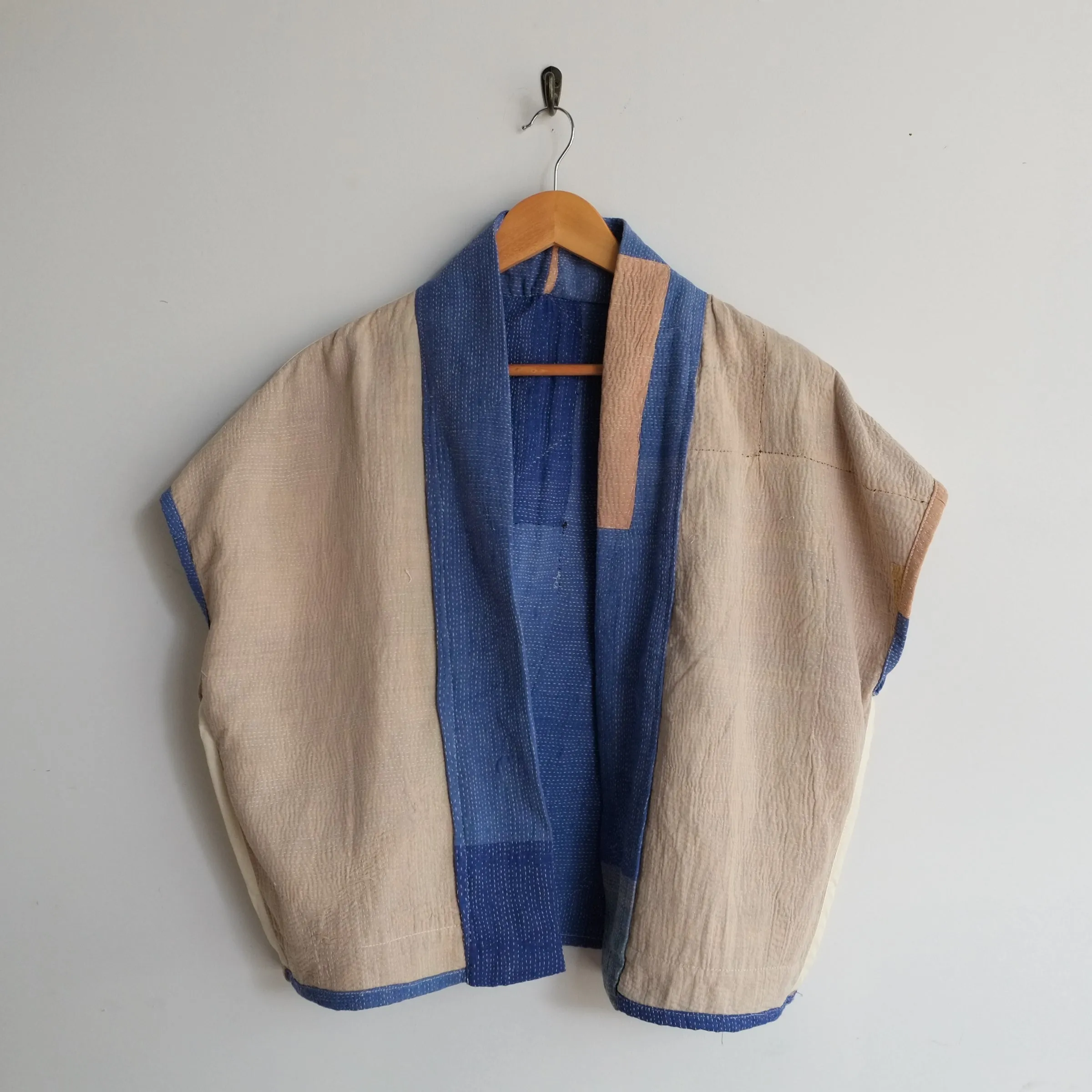 XS Blue with Tan Color Blocking Anoushka Jacket SS026