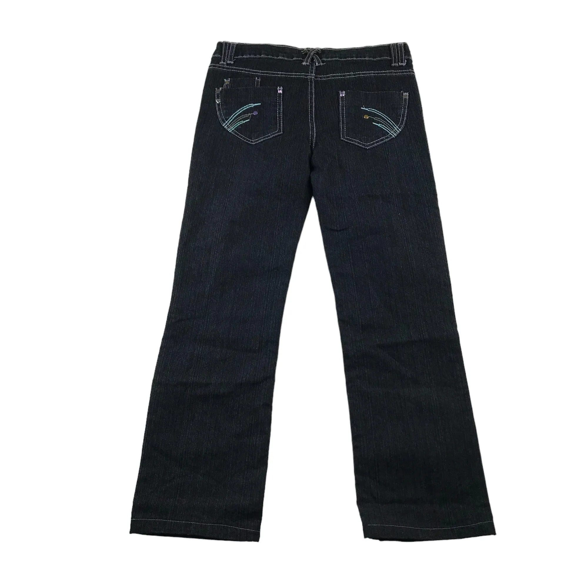 YD jeans 12-13 years dark charcoal straight leg low waist gem detailing